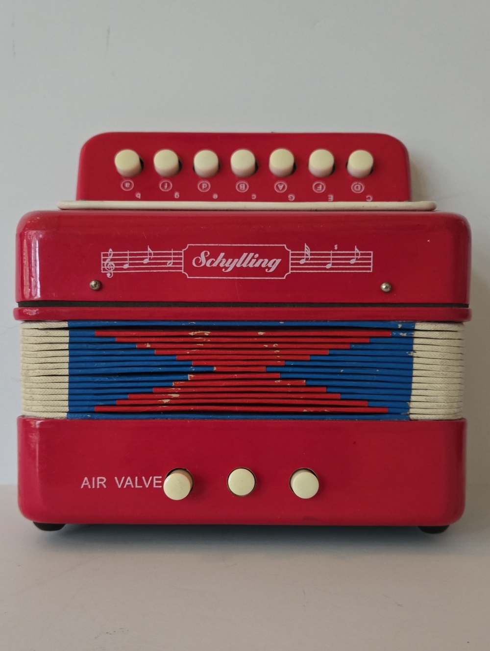 Vintage Baby Einstein Schylling  Children's Accordion Red White Blue